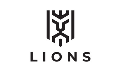 lion head simple logo. king of the jungle line art abstract luxury wild minimalist geometric vector design.