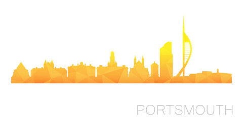 Portsmouth, UK Low Poly Skyline Clip Art City Design. Geometric Polygon Graphic Horizon Icon. Vector Illustration Symbol.