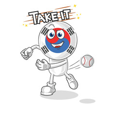 south korea head cartoon on fire mascot. cartoon vector