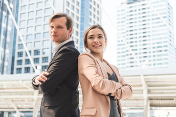 Young business couple in the city.