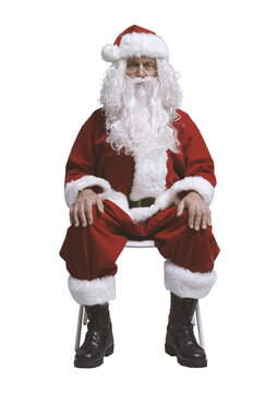 PNG file no background Bored Santa Claus sitting and waiting