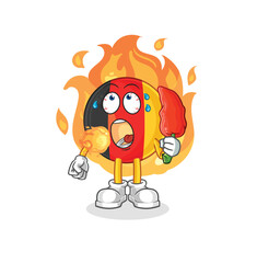 belgium eat hot chilie mascot. cartoon vector