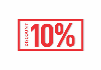 Red color of 10 percent discount sign design