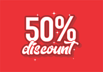 Red color of 50 percent discount sign design