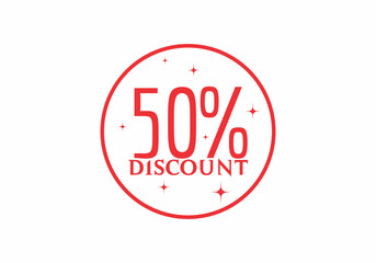 Red color of 50 percent discount sign design