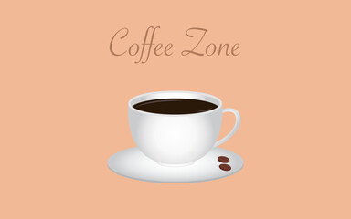 Coffee zone poster with orange background.