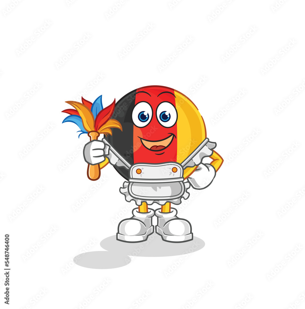 Poster belgium maid mascot. cartoon vector