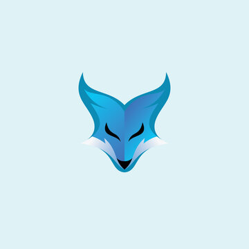 Blue Fox Vector Illustration. Fox Icon. Wolf Logo