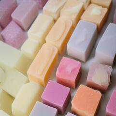 Colorful soap bars, handmade natural zero waste soap, spa and skincare small business idea, solid soap

