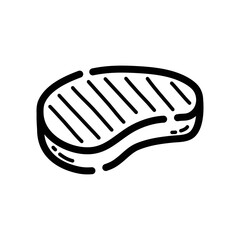 Steak doodle icon. Hand drawn symbol. Vector illustration.