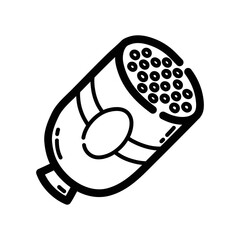 Boiled sausage doodle icon. Hand drawn symbol. Vector illustration.