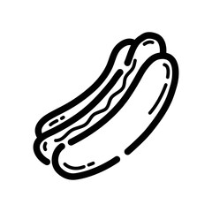 Hot Dog doodle icon. Hand drawn symbol. Vector illustration.