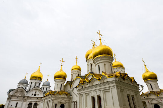 Old Russian Cathedral temple with golden domes