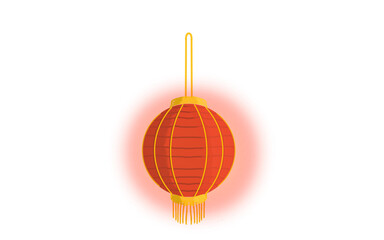 Chinese lanterns glowing red to celebrate Chinese New Year isolated on transparent background png