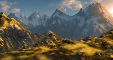 Digital Illustration Mountains Landscape