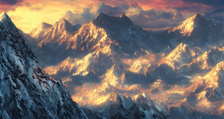 Digital Illustration Mountains Landscape