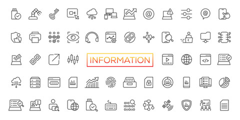 Fototapeta na wymiar Information technology line icons collection. Big UI icon set in a flat design. Thin outline icons pack