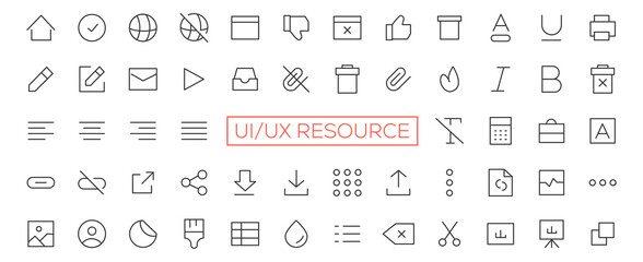 Minimalist and simple looking ui icons set for dark, light mode. Outline isolated user interface elements for night, day themes