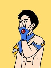 cute man cartoon on yellow background