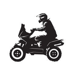 Quadbike isolated vector silhouette, atv racing. Rally with quad logo, side view © michalsanca
