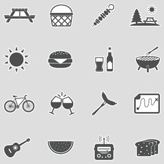 Picnic Day Icons. Sticker Design. Vector Illustration.