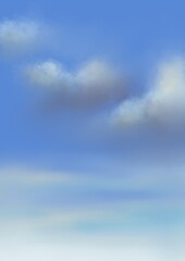 blue sky with clouds digital art for card decoration illustration