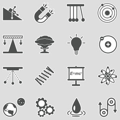 Physics Science Icons. Sticker Design. Vector Illustration. - obrazy, fototapety, plakaty