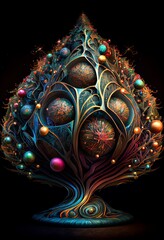 Naklejka premium Midjourney abstract render of a Christmas tree