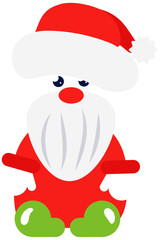 Santa Claus in hat, winter cartoon illustration