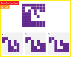 Find the Missing Piece. Shape completion questions