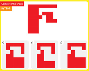 Find the Missing Piece. Shape completion questions