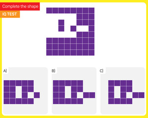Find the Missing Piece. Shape completion questions