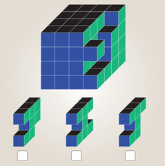 Find the Missing Piece. Shape completion questions, Find next shape