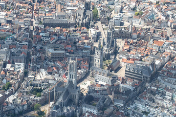 Obraz premium Views from above of Belgium from an airplane. Different city views of the air.