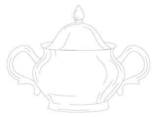 Sugar bowl. Sugar bowl, vector illustration. The silhouette of the dishes.