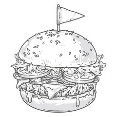 Juicy hamburger monochrome vintage emblem