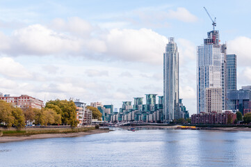 london, united kingdom, october 31, 2022: a view of river thames from the coaling jetty at battersea power station, london
