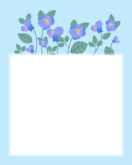 Frame of beautiful winter flowers. Isolated realistic flowers, branches, leaves vector image.