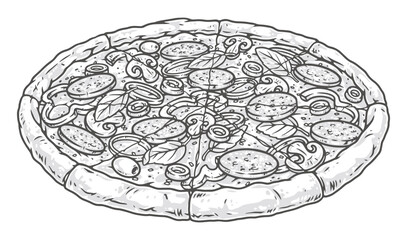 Cheese pizza vintage monochrome logotype