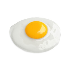 Tasty fried chicken egg isolated on white