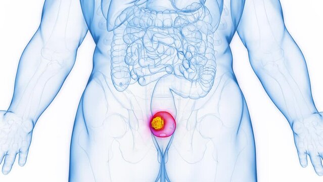 3d rendered medical animation of a neoplasm in a man's tumor