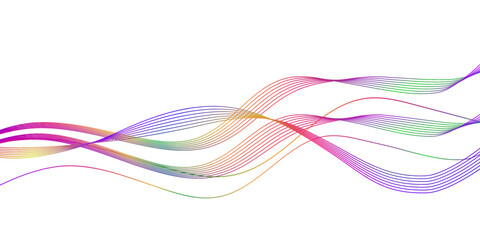 Abstract multicolored waves on white background. Electronic color sound waves. Vector illustration.