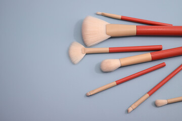 Makeup brushes, beauty set, copy space