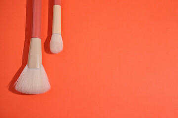 Makeup brushes, beauty set, copy space