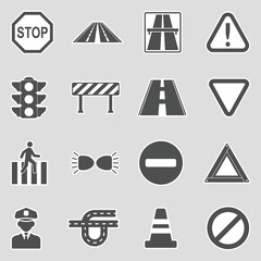 Traffic Rules Icons. Sticker Design. Vector Illustration.