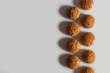 cookies with cracks on a light background copy space