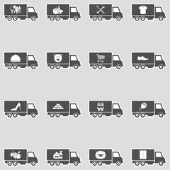 Truck Delivery Icons. Sticker Design. Vector Illustration.
