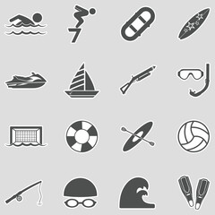 Fototapeta premium Water Sports Icons. Sticker Design. Vector Illustration.