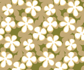 Abstract Monochrome Retro Florals Seamless Pattern Trendy Fashion Colors Minimal Stylish Design Perfect for Allover Fabric Print or Wrapping Paper