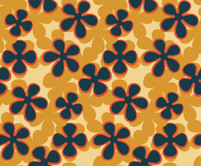 Abstract Monochrome Retro Florals Seamless Pattern Trendy Fashion Colors Minimal Stylish Design Perfect for Allover Fabric Print or Wrapping Paper